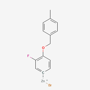 molecular formula C14H12BrFOZn B14887753 3-Fluoro-4-(4'-methylbenZyloxy)phenylZinc bromide 