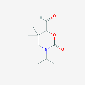 molecular formula C10H17NO3 B14887778 3-Isopropyl-5,5-dimethyl-2-oxo-1,3-oxazinane-6-carbaldehyde 