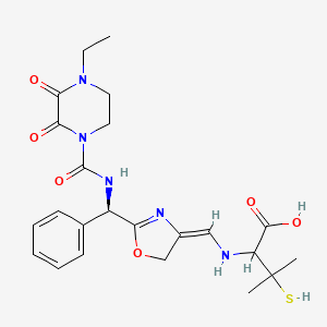 molecular formula C23H29N5O6S B14887833 2-(((2-((R)-(4-Ethyl-2,3-dioxopiperazine-1-carboxamido)(phenyl)methyl)oxazol-4(5H)-ylidene)methyl)amino)-3-mercapto-3-methylbutanoic acid 