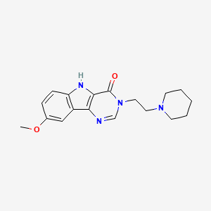 molecular formula C18H22N4O2 B14887846 8-Methoxy-3-(2-(piperidin-1-yl)ethyl)-3,5-dihydro-4H-pyrimido[5,4-b]indol-4-one 