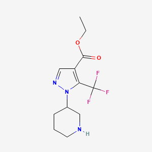 molecular formula C12H16F3N3O2 B14887946 Ethyl 1-(piperidin-3-yl)-5-(trifluoromethyl)-1H-pyrazole-4-carboxylate 