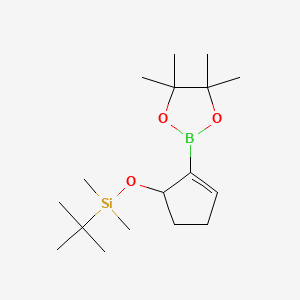 molecular formula C17H33BO3Si B14888048 tert-Butyldimethyl((2-(4,4,5,5-tetramethyl-1,3,2-dioxaborolan-2-yl)cyclopent-2-en-1-yl)oxy)silane 