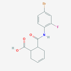 molecular formula C14H13BrFNO3 B14888099 6-[(4-Bromo-2-fluorophenyl)carbamoyl]cyclohex-3-ene-1-carboxylic acid 