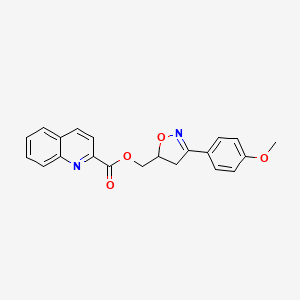 molecular formula C21H18N2O4 B14888125 [3-(4-Methoxyphenyl)-4,5-dihydro-1,2-oxazol-5-yl]methyl quinoline-2-carboxylate 