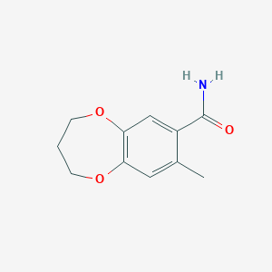 molecular formula C11H13NO3 B14888144 8-methyl-3,4-dihydro-2H-1,5-benzodioxepine-7-carboxamide 