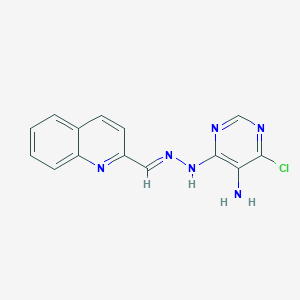 molecular formula C14H11ClN6 B14888287 4-chloro-6-[(2E)-2-(quinolin-2-ylmethylidene)hydrazinyl]pyrimidin-5-amine 