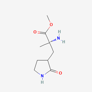 molecular formula C9H16N2O3 B14888309 (2S)-Methyl 2-amino-2-methyl-3-(2-oxopyrrolidin-3-yl)propanoate 