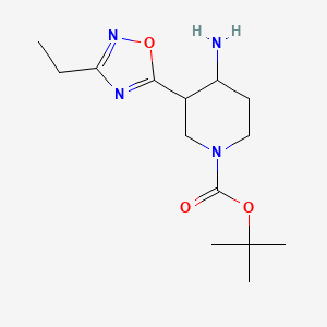 molecular formula C14H24N4O3 B1488832 Tert-butyl 4-amino-3-(3-ethyl-1,2,4-oxadiazol-5-yl)piperidine-1-carboxylate CAS No. 2098004-24-9