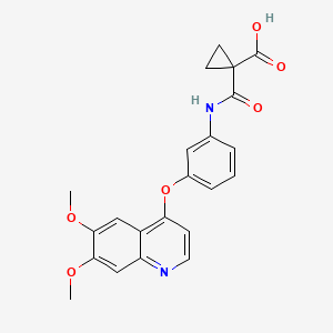 molecular formula C22H20N2O6 B14888333 1-((3-((6,7-Dimethoxyquinolin-4-yl)oxy)phenyl)carbamoyl)cyclopropane-1-carboxylic acid 