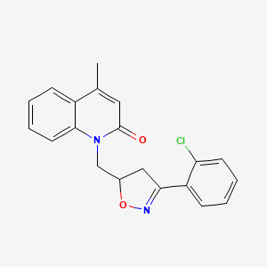 molecular formula C20H17ClN2O2 B14888486 1-[3-(2-Chloro-phenyl)-4,5-dihydro-isoxazol-5-ylmethyl]-4-methyl-1H-quinolin-2-one 