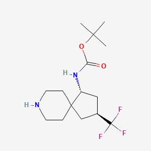 molecular formula C15H25F3N2O2 B14888504 tert-Butyl ((1R,3S)-3-(trifluoromethyl)-8-azaspiro[4.5]decan-1-yl)carbamate 