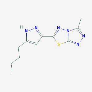 molecular formula C11H14N6S B14888562 6-(5-butyl-1H-pyrazol-3-yl)-3-methyl[1,2,4]triazolo[3,4-b][1,3,4]thiadiazole 