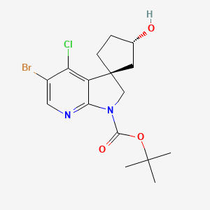 molecular formula C16H20BrClN2O3 B14888775 Rel-tert-butyl (1R,3S)-5'-bromo-4'-chloro-3-hydroxyspiro[cyclopentane-1,3'-pyrrolo[2,3-b]pyridine]-1'(2'H)-carboxylate 