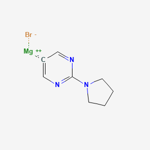 molecular formula C8H10BrMgN3 B14888855 (2-(Pyrrolidin-1-yl)pyrimidin-5-yl)magnesium bromide 