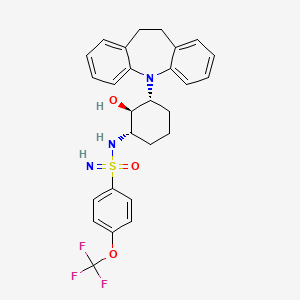 molecular formula C27H28F3N3O3S B14888939 N-((1S,2S,3R)-3-(10,11-Dihydro-5H-dibenzo[b,f]azepin-5-yl)-2-hydroxycyclohexyl)-4-(trifluoromethoxy)benzenesulfonimidamide 