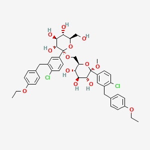 (2S,3R,4S,5S,6R)-2-(4-Chloro-3-(4-ethoxybenzyl)phenyl)-6-((((2S,3R,4S,5S,6R)-2-(4-chloro-3-(4-ethoxybenzyl)phenyl)-3,4,5-trihydroxy-6-(hydroxymethyl)tetrahydro-2H-pyran-2-yl)oxy)methyl)-2-methoxytetrahydro-2H-pyran-3,4,5-triol