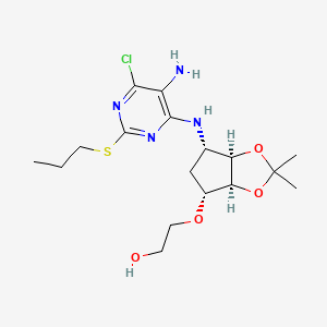 2-(((3aS,4R,6S,6aR)-6-((5-amino-6-chloro-2-(propylthio)pyrimidin-4-yl)amino)-2,2-dimethyltetrahydro-3aH-cyclopenta[d][1,3]dioxol-4-yl)oxy)ethanol