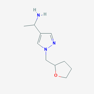 molecular formula C10H17N3O B1488898 1-{1-[(oxolan-2-yl)methyl]-1H-pyrazol-4-yl}ethan-1-amine CAS No. 1341866-31-6