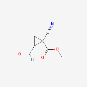 molecular formula C7H7NO3 B14889217 Methyl 1-cyano-2-formylcyclopropanecarboxylate 