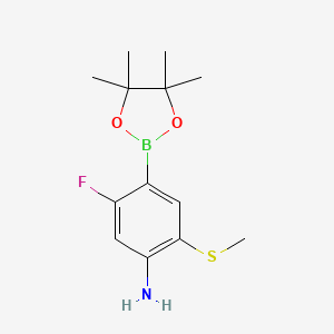 molecular formula C13H19BFNO2S B14889285 5-Fluoro-2-(methylthio)-4-(4,4,5,5-tetramethyl-1,3,2-dioxaborolan-2-yl)aniline 