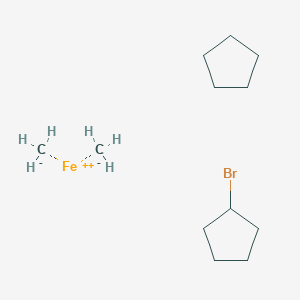 molecular formula C12H25BrFe B14889333 Bromocyclopentane;carbanide;cyclopentane;iron(2+) 