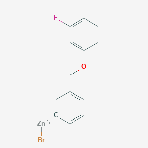 molecular formula C13H10BrFOZn B14889383 3-[(3'-Fluorophenoxy)methyl]phenylZinc bromide 