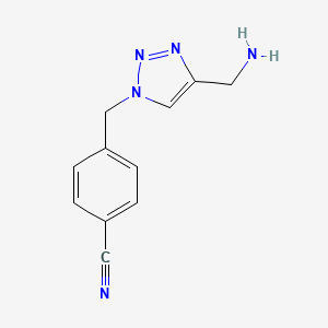 molecular formula C11H11N5 B1488943 4-((4-(aminomethyl)-1H-1,2,3-triazol-1-yl)methyl)benzonitrile CAS No. 2091167-30-3