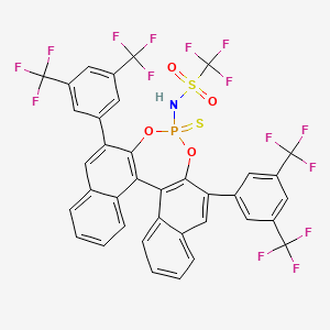 molecular formula C37H17F15NO4PS2 B14889500 N-[10,16-bis[3,5-bis(trifluoromethyl)phenyl]-13-sulfanylidene-12,14-dioxa-13λ5-phosphapentacyclo[13.8.0.02,11.03,8.018,23]tricosa-1(15),2(11),3,5,7,9,16,18,20,22-decaen-13-yl]-1,1,1-trifluoromethanesulfonamide 