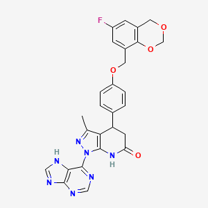 4-{4-[(6-fluoro-4H-1,3-benzodioxin-8-yl)methoxy]phenyl}-3-methyl-1-(9H-purin-6-yl)-4,5-dihydro-1H-pyrazolo[3,4-b]pyridin-6-ol