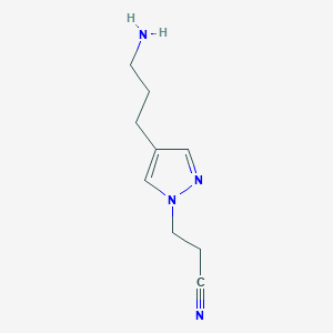 molecular formula C9H14N4 B1489003 3-[4-(3-aminopropyl)-1H-pyrazol-1-yl]propanenitrile CAS No. 1342774-50-8