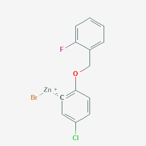 molecular formula C13H9BrClFOZn B14890071 3-Chloro-6-(2'-fluorobenZyloxy)phenylZinc bromide 