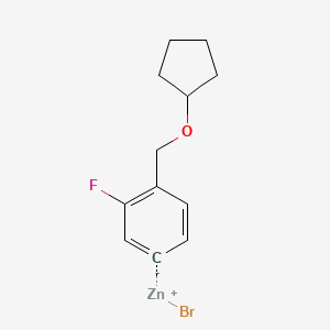 molecular formula C12H14BrFOZn B14890132 4-[(Cyclopentyloxy)methyl]-3-fluorophenylZinc bromide 