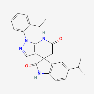 molecular formula C24H24N4O2 B14890176 1'-(2-Ethylphenyl)-5-isopropyl-1',7'-dihydrospiro[indoline-3,4'-pyrazolo[3,4-b]pyridine]-2,6'(5'H)-dione 