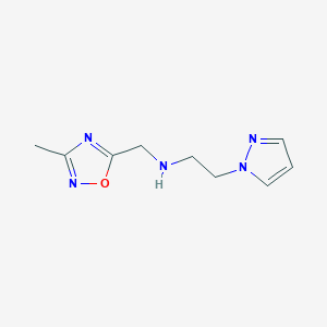 molecular formula C9H13N5O B14890237 n-((3-Methyl-1,2,4-oxadiazol-5-yl)methyl)-2-(1h-pyrazol-1-yl)ethan-1-amine 