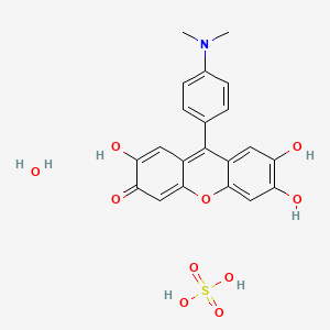 molecular formula C21H21NO10S B14890442 9-[4-(Dimethylamino)phenyl]-2,6,7-trihydroxyxanthen-3-one;sulfuric acid;hydrate 