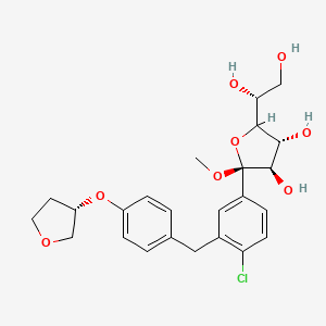 molecular formula C24H29ClO8 B14890471 (2S,3R,4R)-2-(4-Chloro-3-(4-(((S)-tetrahydrofuran-3-yl)oxy)benzyl)phenyl)-5-((R)-1,2-dihydroxyethyl)-2-methoxytetrahydrofuran-3,4-diol 