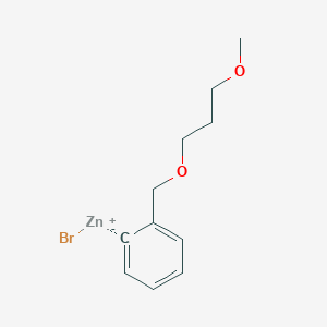 molecular formula C11H15BrO2Zn B14890532 2-[(3'-Methoxypropoxy)methyl]phenylZinc bromide 