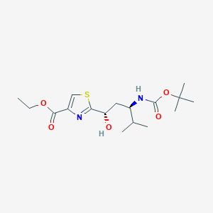 Ethyl 2-((1S,3R)-3-((tert-butoxycarbonyl)amino)-1-hydroxy-4-methylpentyl)thiazole-4-carboxylate