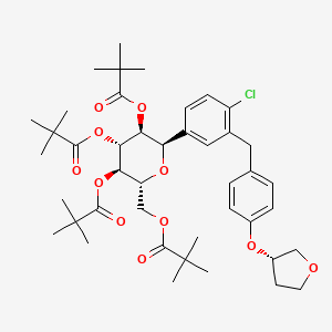 molecular formula C43H59ClO11 B14890658 (2R,3S,4R,5R,6R)-2-(4-Chloro-3-(4-(((S)-tetrahydrofuran-3-yl)oxy)benzyl)phenyl)-6-((pivaloyloxy)methyl)tetrahydro-2H-pyran-3,4,5-triyl tris(2,2-dimethylpropanoate) 