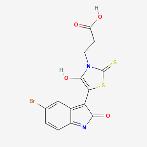 3-[5-(5-bromo-2-oxoindol-3-yl)-4-hydroxy-2-sulfanylidene-1,3-thiazol-3-yl]propanoic acid