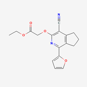 molecular formula C17H16N2O4 B14890672 ethyl {[4-cyano-1-(furan-2-yl)-6,7-dihydro-5H-cyclopenta[c]pyridin-3-yl]oxy}acetate 