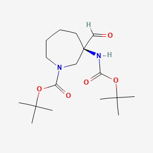 molecular formula C17H30N2O5 B14890698 tert-Butyl (R)-3-((tert-butoxycarbonyl)amino)-3-formylazepane-1-carboxylate 