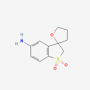 molecular formula C11H13NO3S B14891040 5-Amino-4',5'-dihydro-2H,3'H-spiro[benzo[b]thiophene-3,2'-furan] 1,1-dioxide 