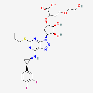 2-(((1S,2S,3S,4S)-4-(7-(((1R,2R)-2-(3,4-Difluorophenyl)cyclopropyl)amino)-5-(propylthio)-3H-[1,2,3]triazolo[4,5-d]pyrimidin-3-yl)-2,3-dihydroxycyclopentyl)oxy)-4-(2-hydroxyethoxy)butanoate