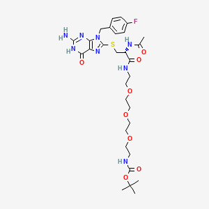 molecular formula C30H43FN8O8S B14891110 tert-Butyl (R)-(4-(((2-amino-9-(4-fluorobenzyl)-6-oxo-6,9-dihydro-1H-purin-8-yl)thio)methyl)-2,5-dioxo-9,12,15-trioxa-3,6-diazaheptadecan-17-yl)carbamate 