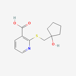 molecular formula C12H15NO3S B1489127 2-{[(1-Hydroxycyclopentyl)methyl]sulfanyl}pyridine-3-carboxylic acid CAS No. 1491962-10-7