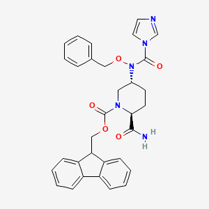 (9H-Fluoren-9-yl)methyl (2S,5R)-5-(N-(benzyloxy)-1H-imidazole-1-carboxamido)-2-carbamoylpiperidine-1-carboxylate