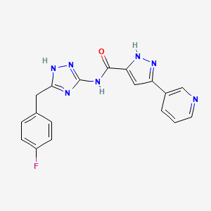 molecular formula C18H14FN7O B14891407 N-[5-(4-fluorobenzyl)-1H-1,2,4-triazol-3-yl]-5-(pyridin-3-yl)-1H-pyrazole-3-carboxamide 