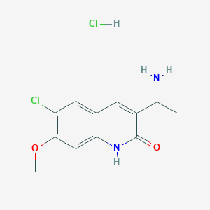 molecular formula C12H14Cl2N2O2 B14891515 3-(1-aminoethyl)-6-chloro-7-methoxyquinolin-2(1H)-one hydrochloride 