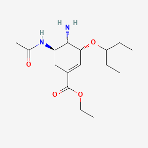 molecular formula C16H28N2O4 B14891598 Ethyl (3R,4S,5R)-5-acetamido-4-amino-3-(pentan-3-yloxy)cyclohex-1-ene-1-carboxylate 